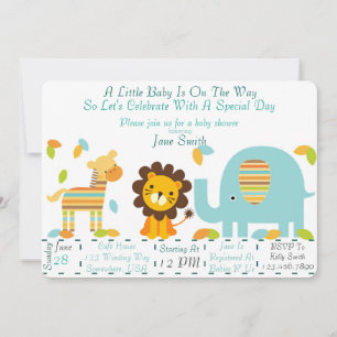 Invitation Baby Shower Jungle (Garçon)