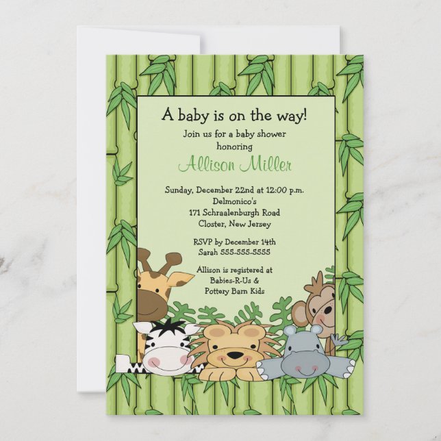 Invitation Baby shower Jungle Safari (Devant)