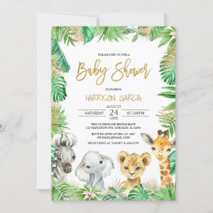 Invitation Baby shower Jungle Tropical Safari Animaux