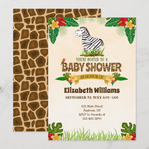 Invitation Baby shower Jungle Zebra
