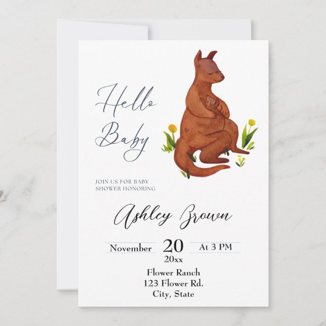 Invitation Baby shower Kangaroo (Devant)