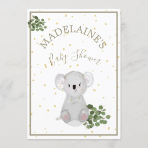 Invitation Baby shower Koala Floral Vert