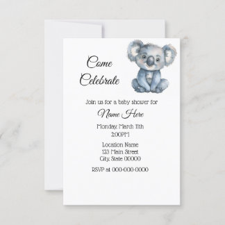 Invitation Baby shower Koala simple aquarelle