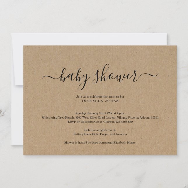 Invitation Baby shower Kraft (Devant)