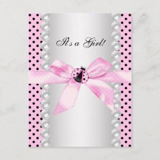 Invitation Baby shower Ladybug rose mignon