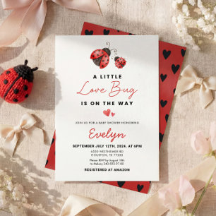 Invitation Baby Shower Ladybug Rouge Aquarelle
