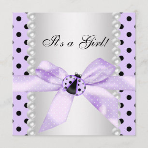 Invitation Baby Shower Ladybug Violet