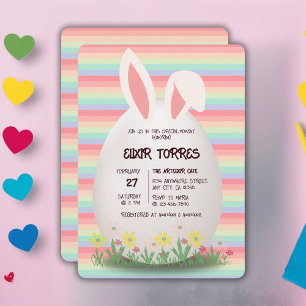 Invitation Baby shower lapin aux oeufs de Pâques Pastel