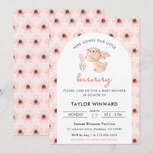 Invitation Baby Shower Lapin de Printemps Floral