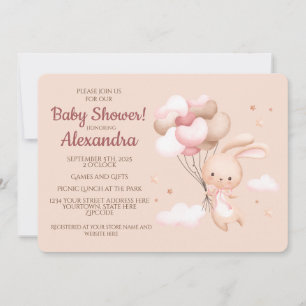 Invitation Baby shower lapin lapin en bois mignon