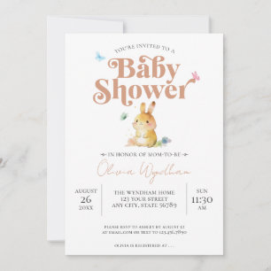 Invitation Baby Shower Lapin Mignon Neutre