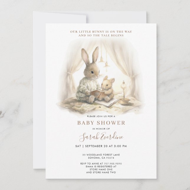 Invitation Baby shower lapin neutre pour les femmes (Devant)