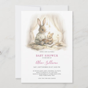 Invitation Baby shower lapin neutre pour les femmes