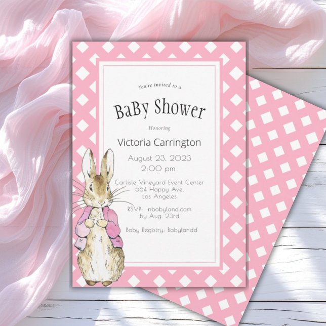 Invitation Baby shower lapin rose (Créateur téléchargé)
