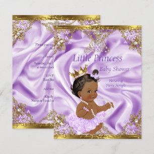 Invitation Baby shower Lavande et Or Princesse Fille Ethnique