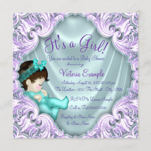 Invitation Baby Shower Lavande et Turquoise