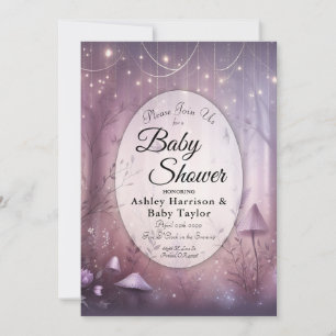 Invitation Baby shower Lavande magique Fairy Lights