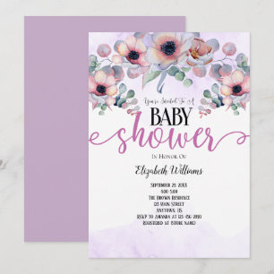 Invitation Baby shower Lavender Mint Rose Fleurs