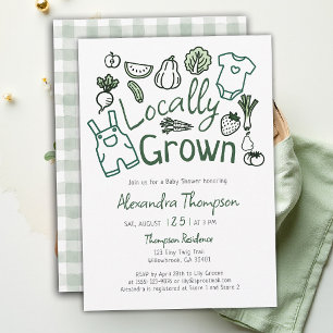 Invitation Baby Shower Légumes de Ferme Dessinés à la Main et