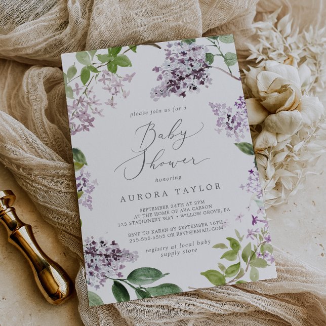 Invitation Baby shower Lilac rustique (Créateur téléchargé)