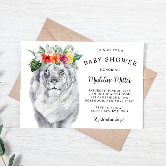 Invitation Baby shower Lion Tropical Safari (Créateur téléchargé)