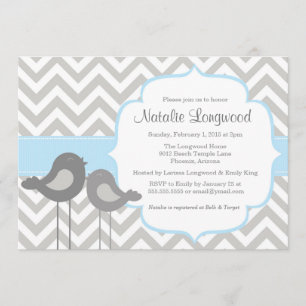Invitation Baby shower Little Bird Chevron