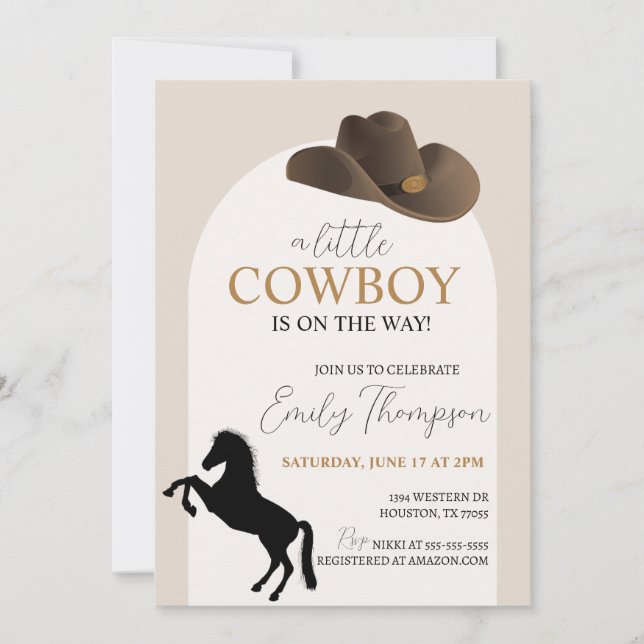 Invitation Baby shower Little Cowboy (Devant)