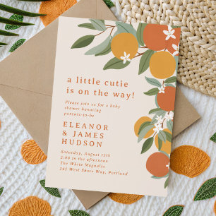 Invitation Baby Shower Little Cutie Citron Orange