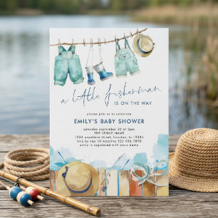Invitation Baby Shower Little Fisherman Corde à Linge Bébé