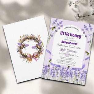 Invitation Baby shower Little Honey Bee Lavender
