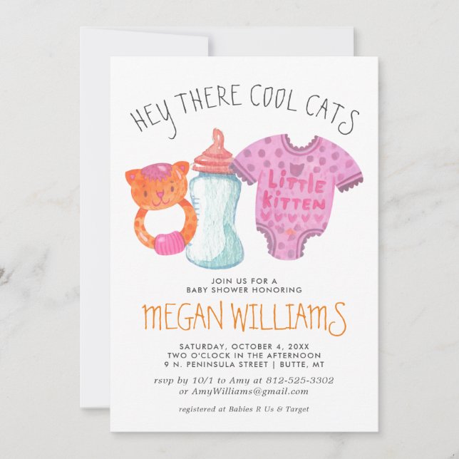Invitation Baby shower Little Kitten (Devant)
