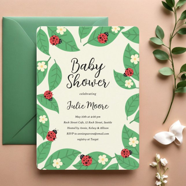 Invitation Baby shower Little Lady Bugs (Créateur téléchargé)