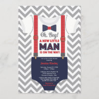 Baby shower Little Man Boy, bleu marine et rouge