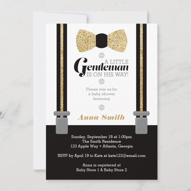 Invitation Baby shower Little Man, Parties scintil (Devant)