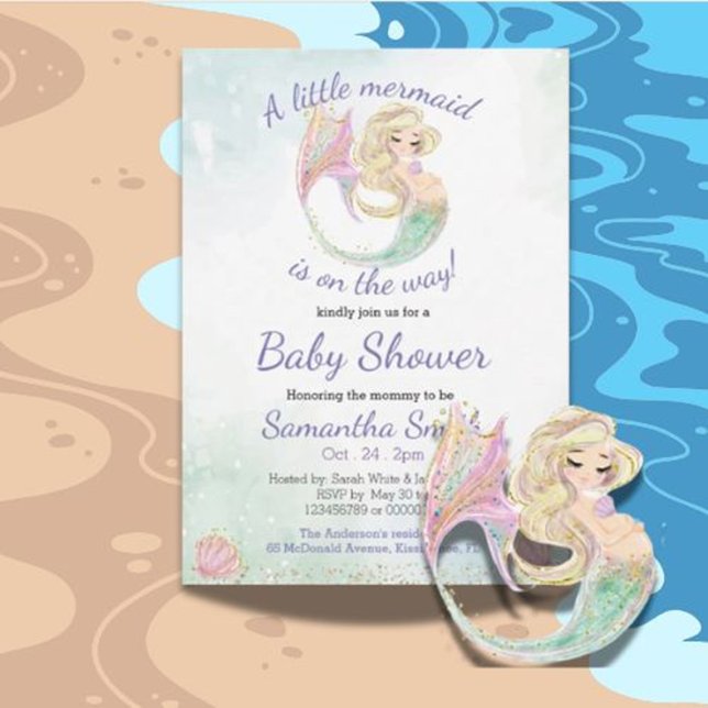 Invitation Baby shower Little Mermaid (Delight guests and set the theme for a memorable celebration—personalize yours now!)