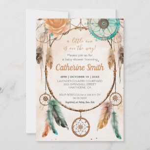 Invitation Baby shower Little One Dreamcatcher Aquarelle