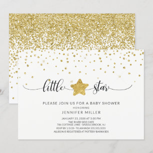 Invitation Baby shower Little Star Gold Parties scintillant