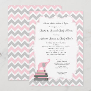 Invitation Baby shower, livres et brunch du livre des éléphan