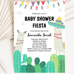 Invitation Baby Shower Llama Cactus
