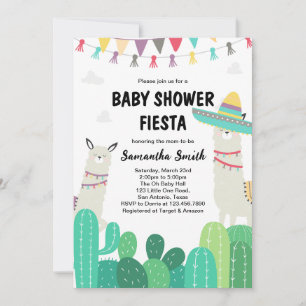 Invitation Baby shower Llama Cactus