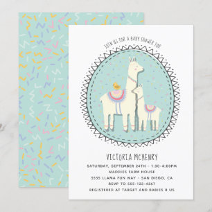 Invitation Baby shower Llama dessinée à la main