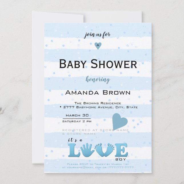 Invitation Baby shower Love Baby Boy (Devant)
