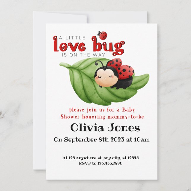 Invitation Baby shower Love Bug (Devant)