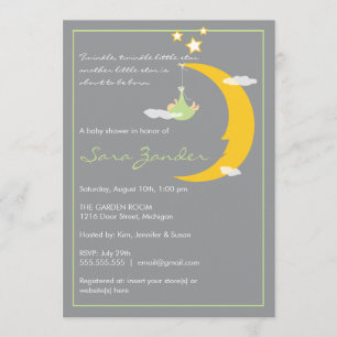 Invitation baby shower Lune et étoiles
