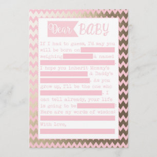 Invitation Baby shower MadLibs Jeu, rose et or Foil Look