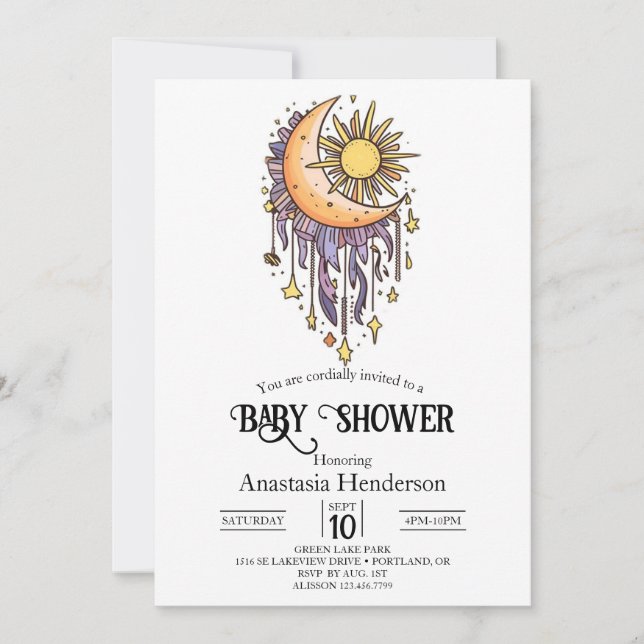 Invitation Baby shower Magic Enchanted Stars (Devant)