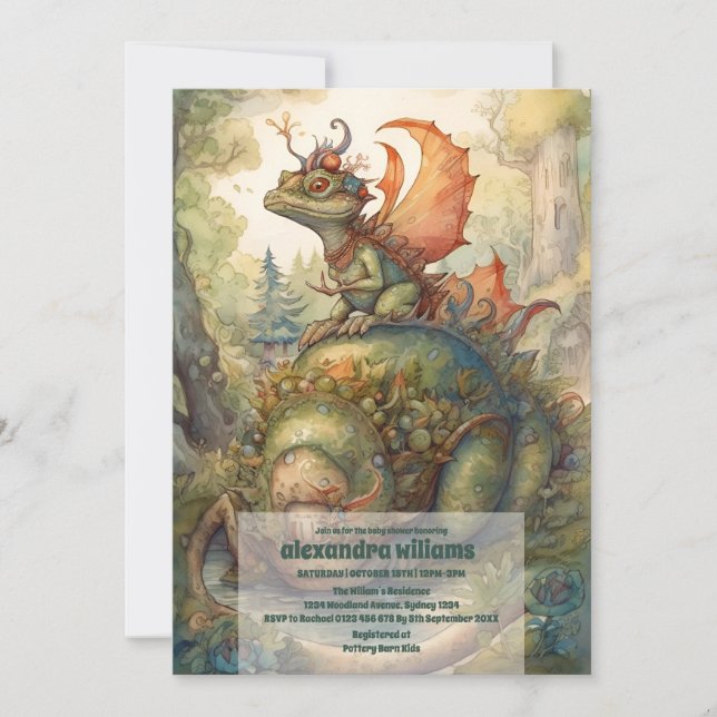 Invitation Baby shower magique de dragon mystique (Devant)