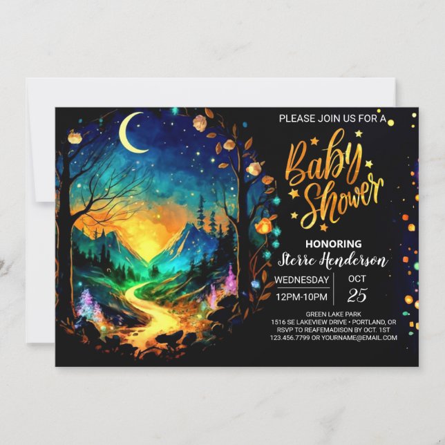 Invitation Baby shower magique de la culture du bois (Devant)