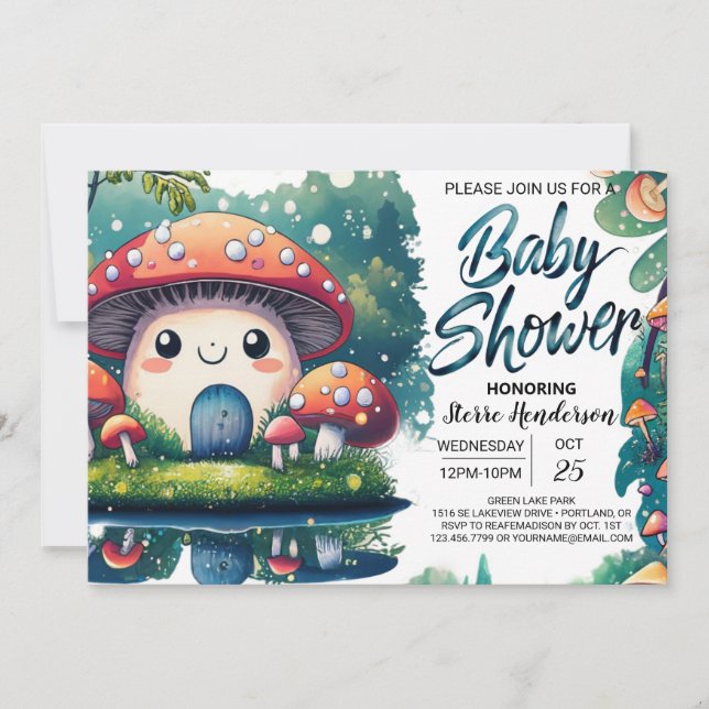Invitation Baby shower magique des prés enchantés (Devant)