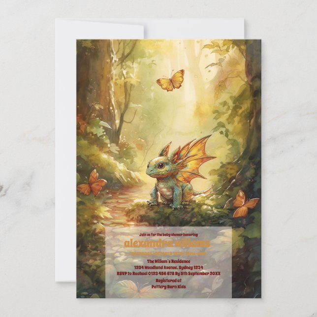 Invitation Baby shower magique Dragon (Devant)
